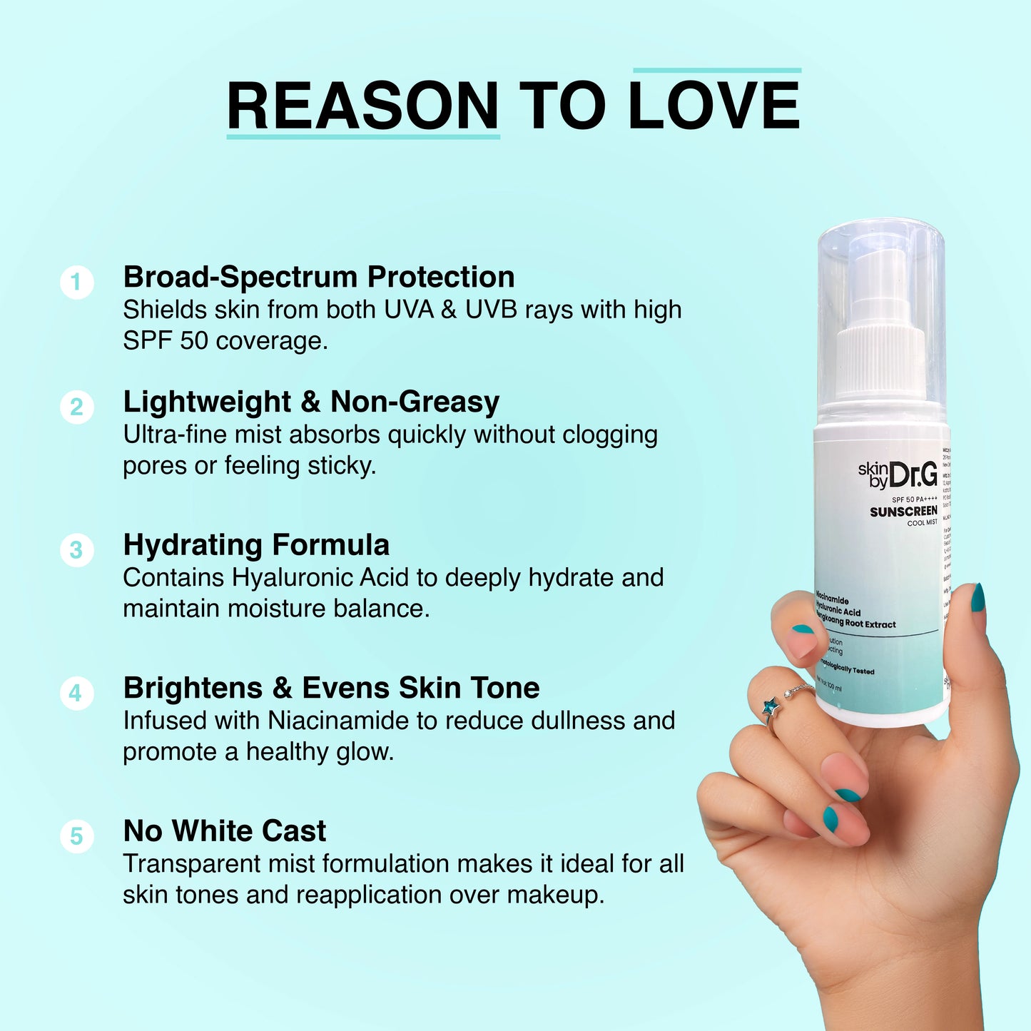Skinby Dr. G SPF 50 Sunscreen Cool Mist – Lightweight, Hydrating UV Protection for All Skin Types