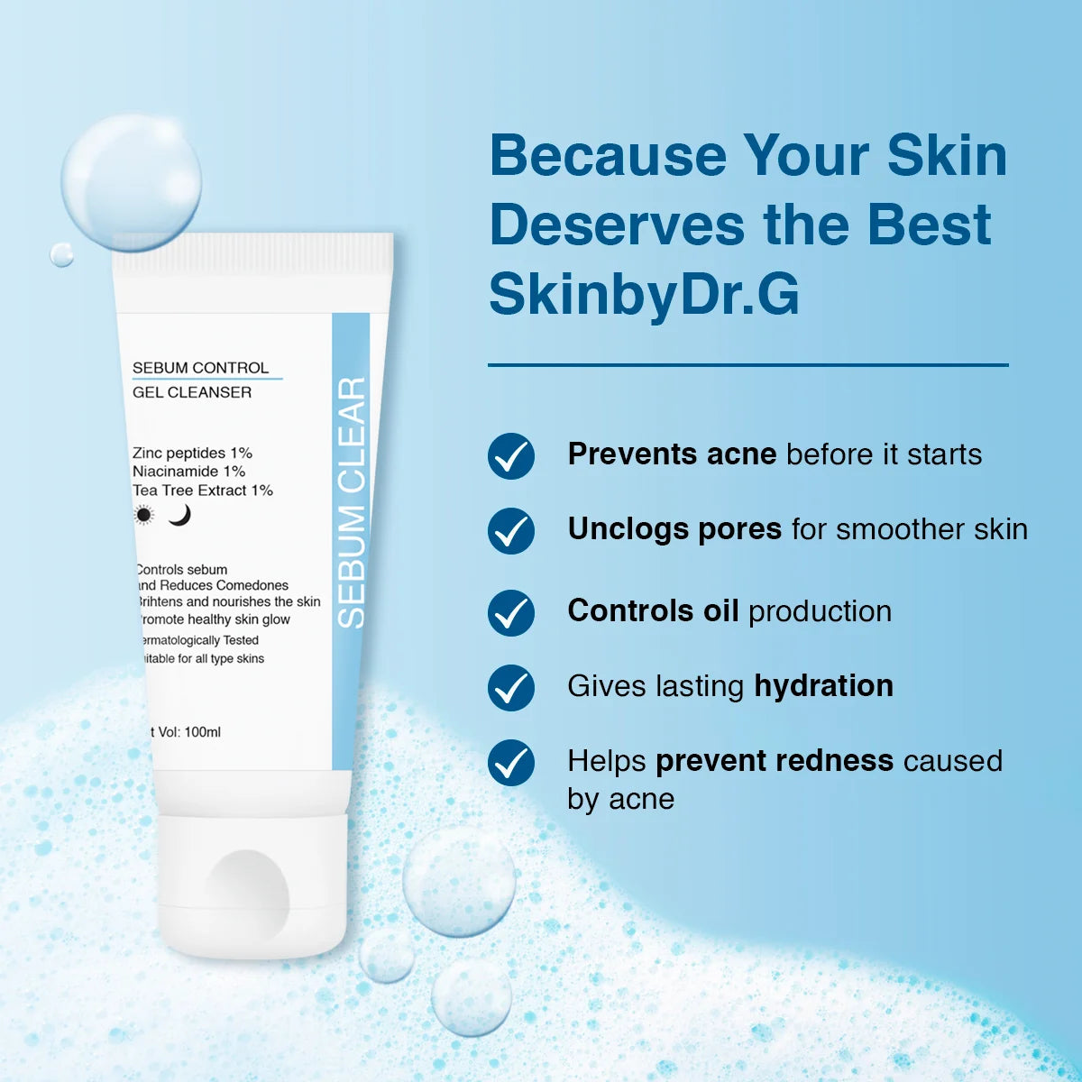 Skinby Dr.G Sebum Control Face Wash: Anti Acne Face Wash | Treats Open Pores