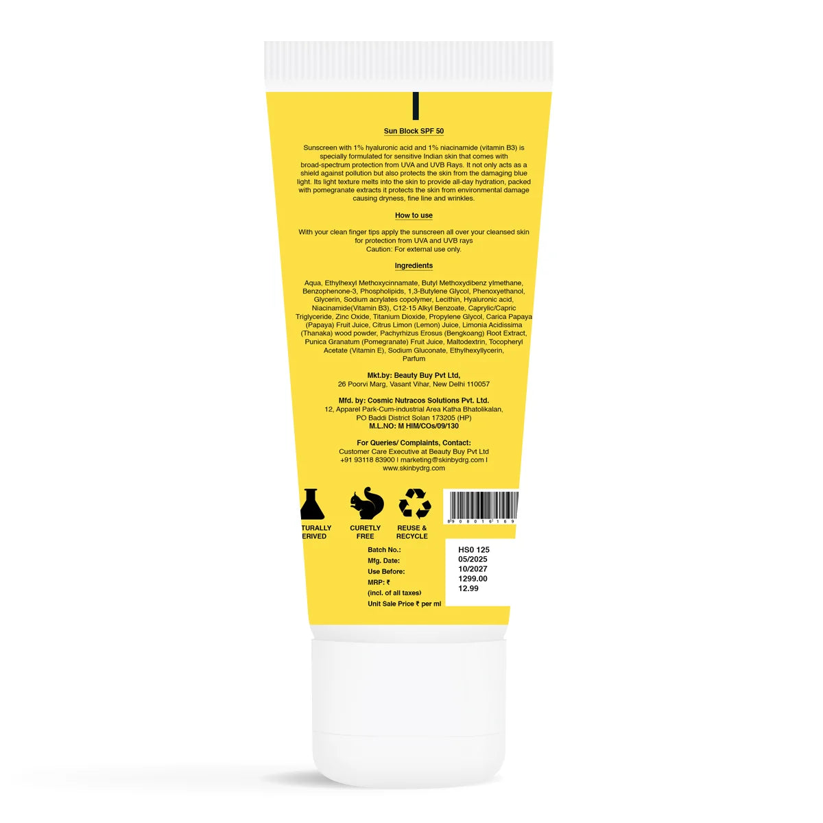 Sun Block Sunscreen SPF 50 for All Skin Types – Skin by Dr. G